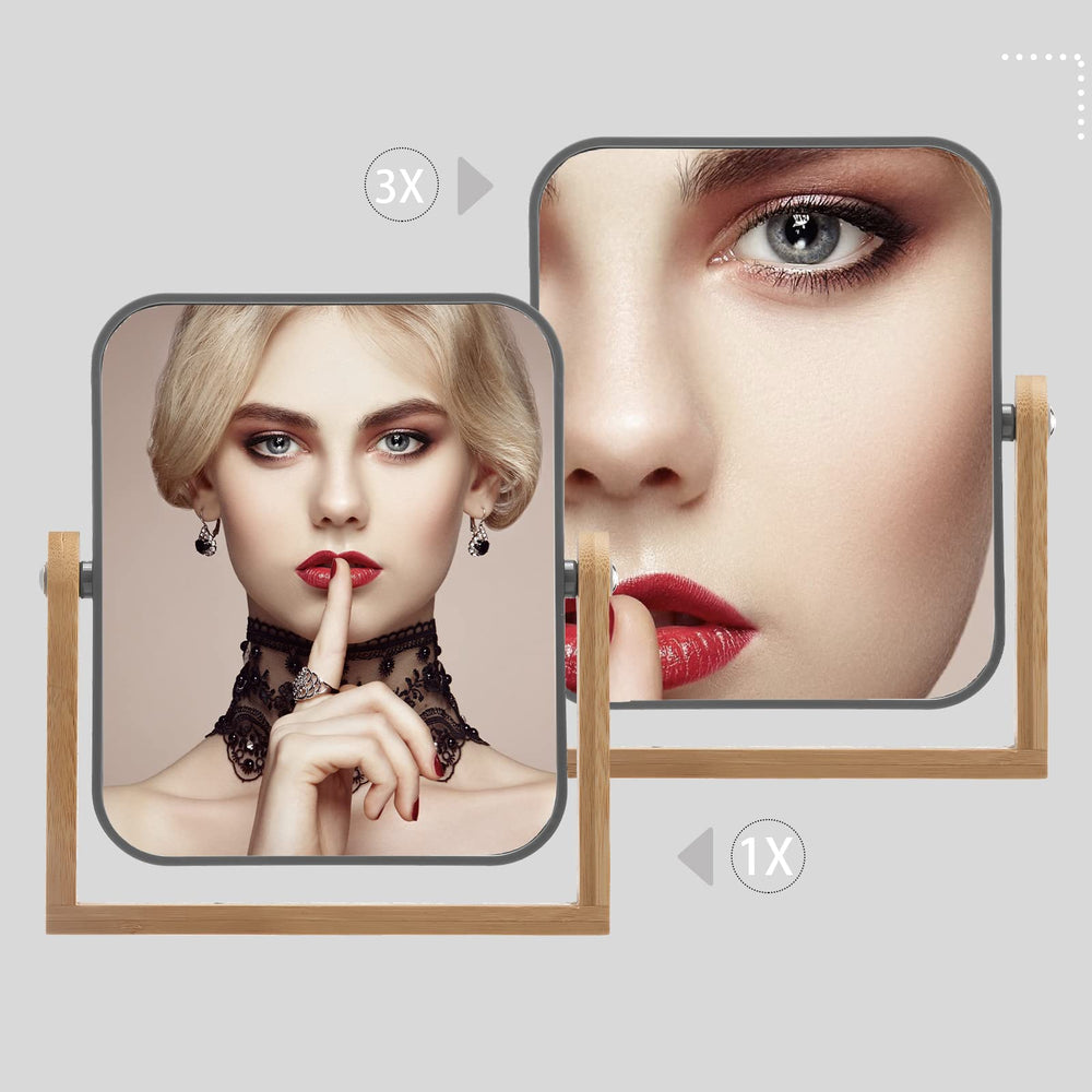 YEAKE rose gold finish mirror highlights decor while aiding detailed skincare tasks.