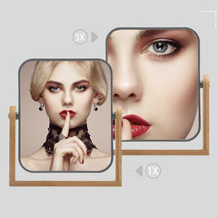 YEAKE rose gold finish mirror highlights decor while aiding detailed skincare tasks.