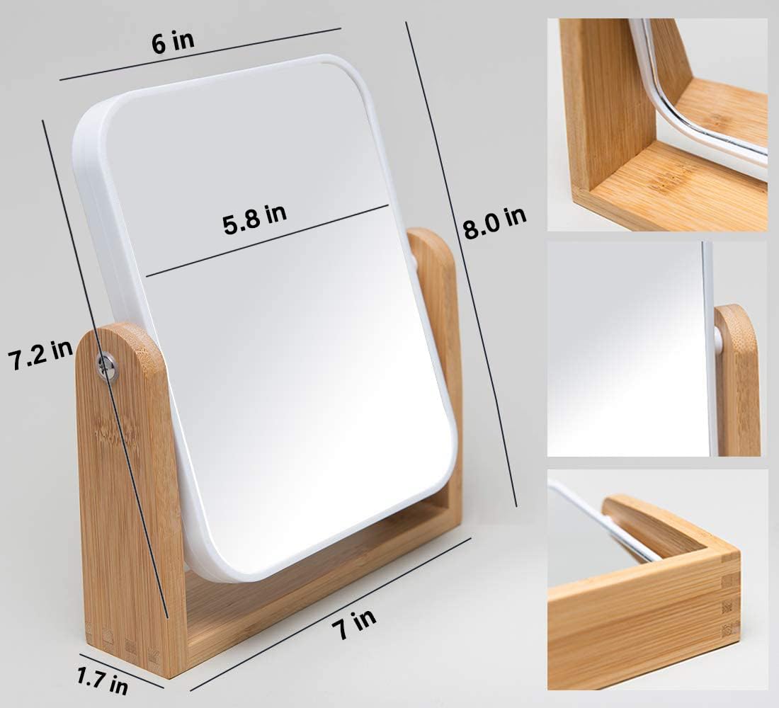 YEAKE vanity mirror 8-inch glass provides clear reflection for makeup