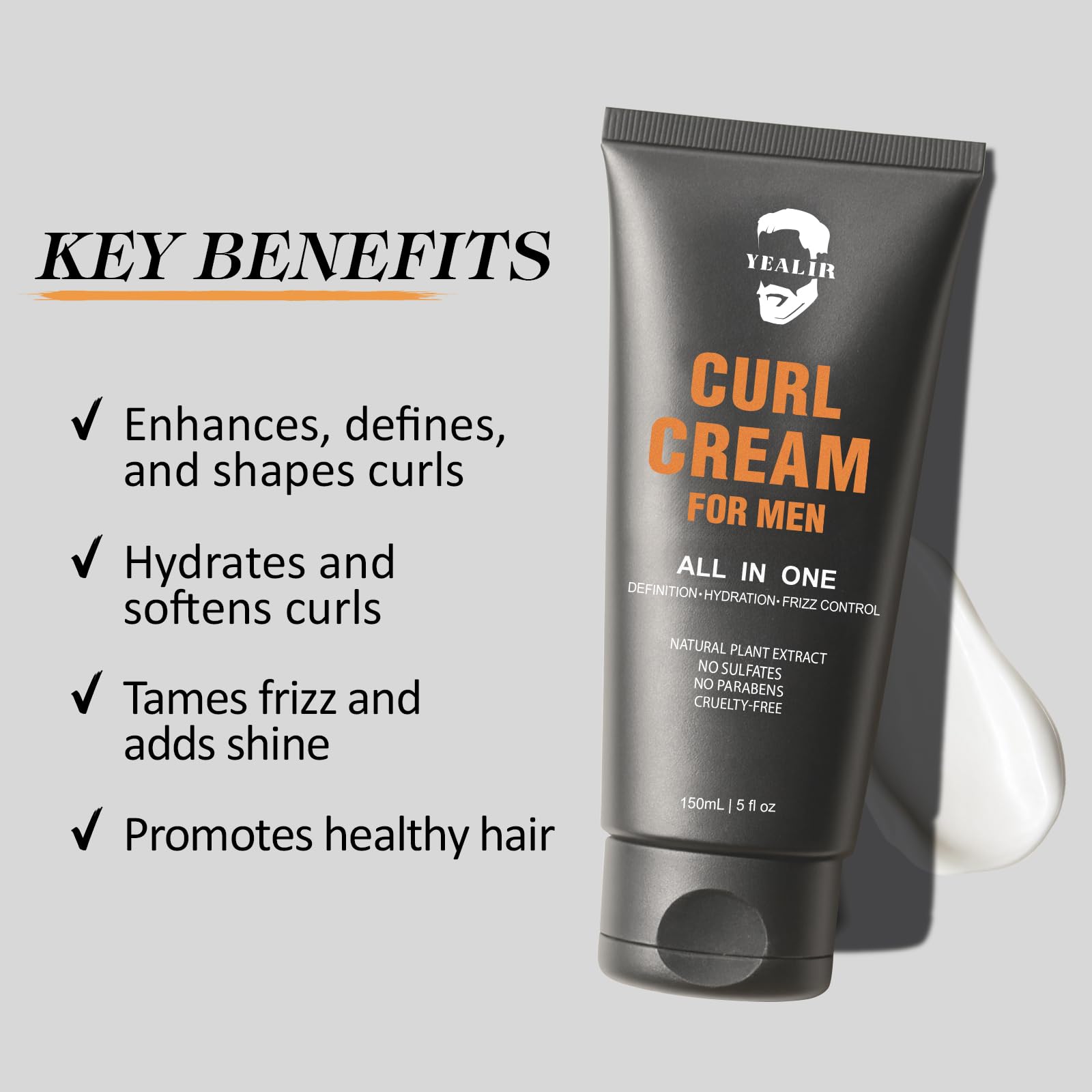 YEALIR formula with meadowfoam oil and coconut oil nourishing curls.