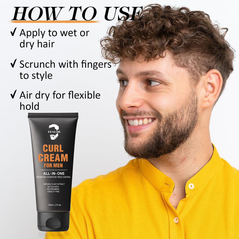 YEALIR Curl Cream packaging close-up emphasizing clean natural ingredients.