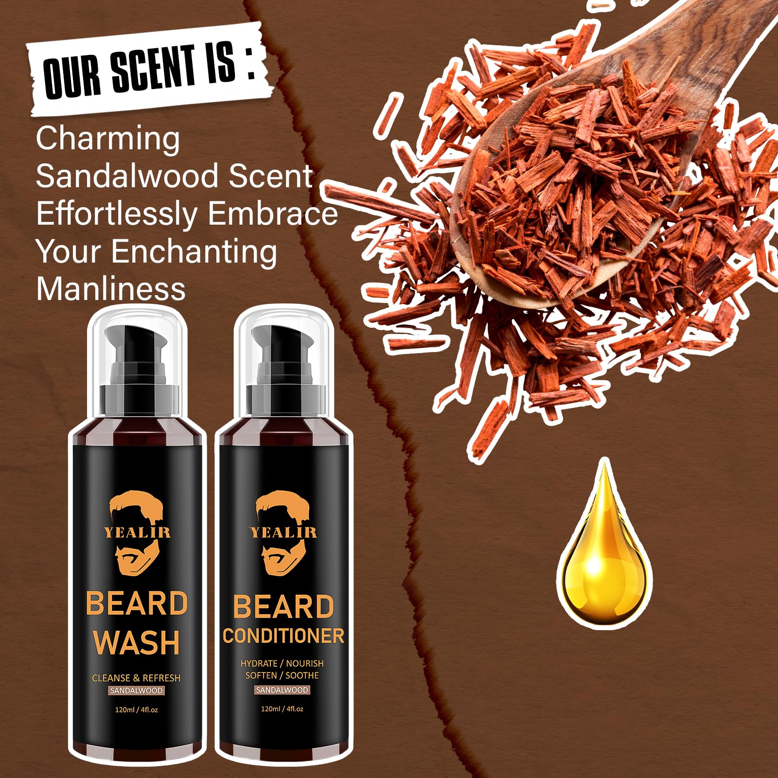 YEALIR sandalwood scent image for a light, pleasant grooming aroma