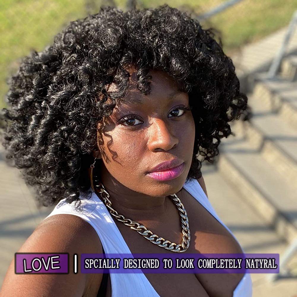 YEAME curly wig afro curly full look emphasizes volume and fullness