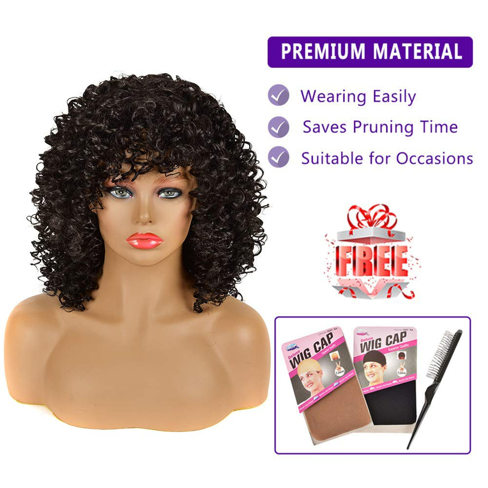 YEAME curly wig glueless cap design enables easy wear