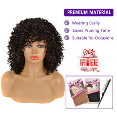 YEAME curly wig glueless cap design enables easy wear