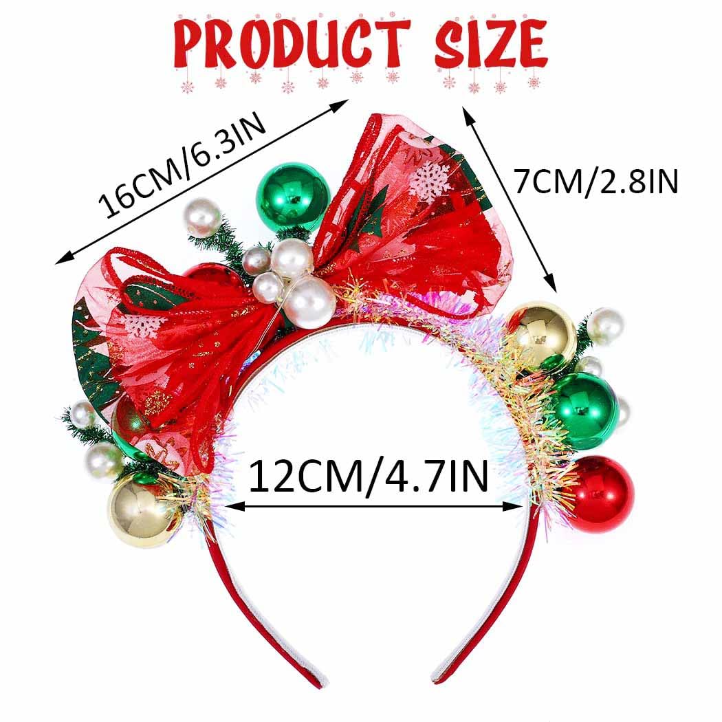 Yean Christmas Bow Headband wearability across hairstyles for celebrations.