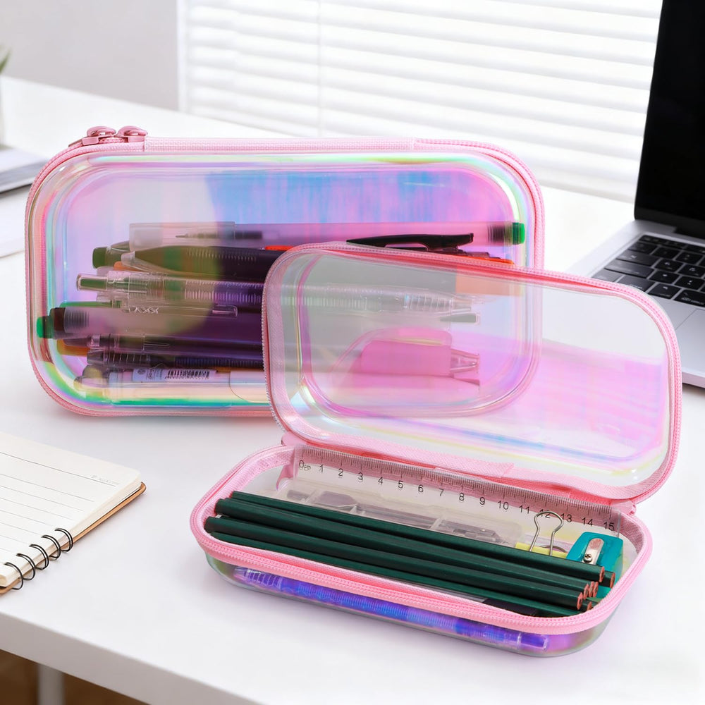 YEANIEGUOGI clear hard shell case pink 3pcs in-car use keeps documents visible.