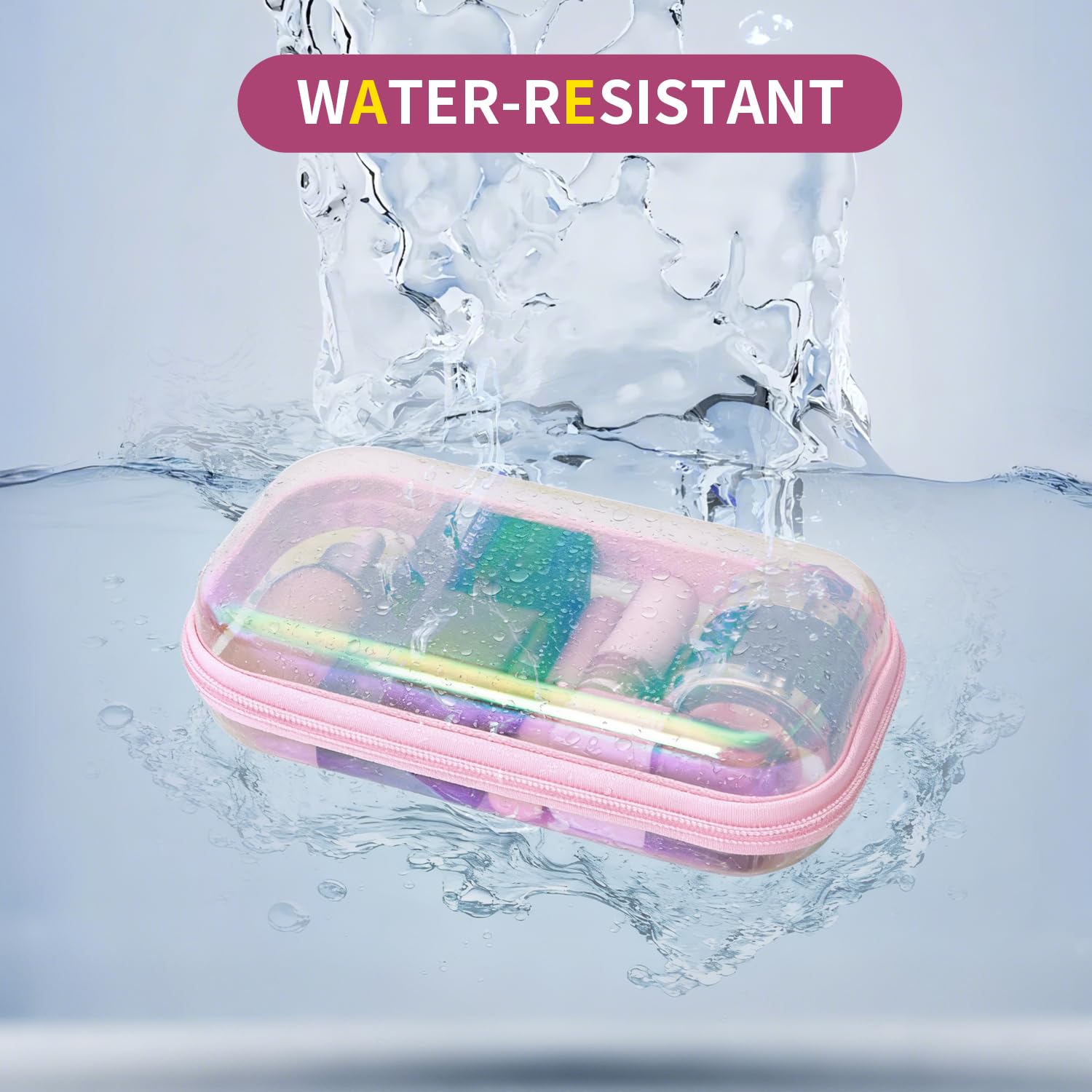 YEANIEGUOGI clear hard shell case pink 3pcs travel packing saving time finding items.