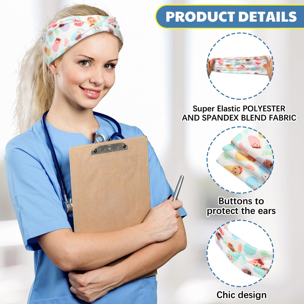 Yearntown nurse headbands two-button design reduces ear strain