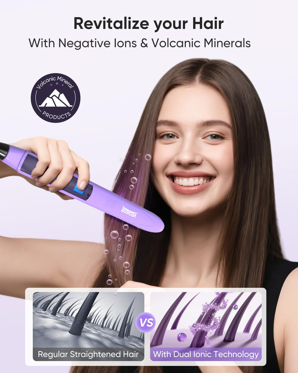 YeCheer dual ionic technology minimizes frizz and locks in moisture for shine.
