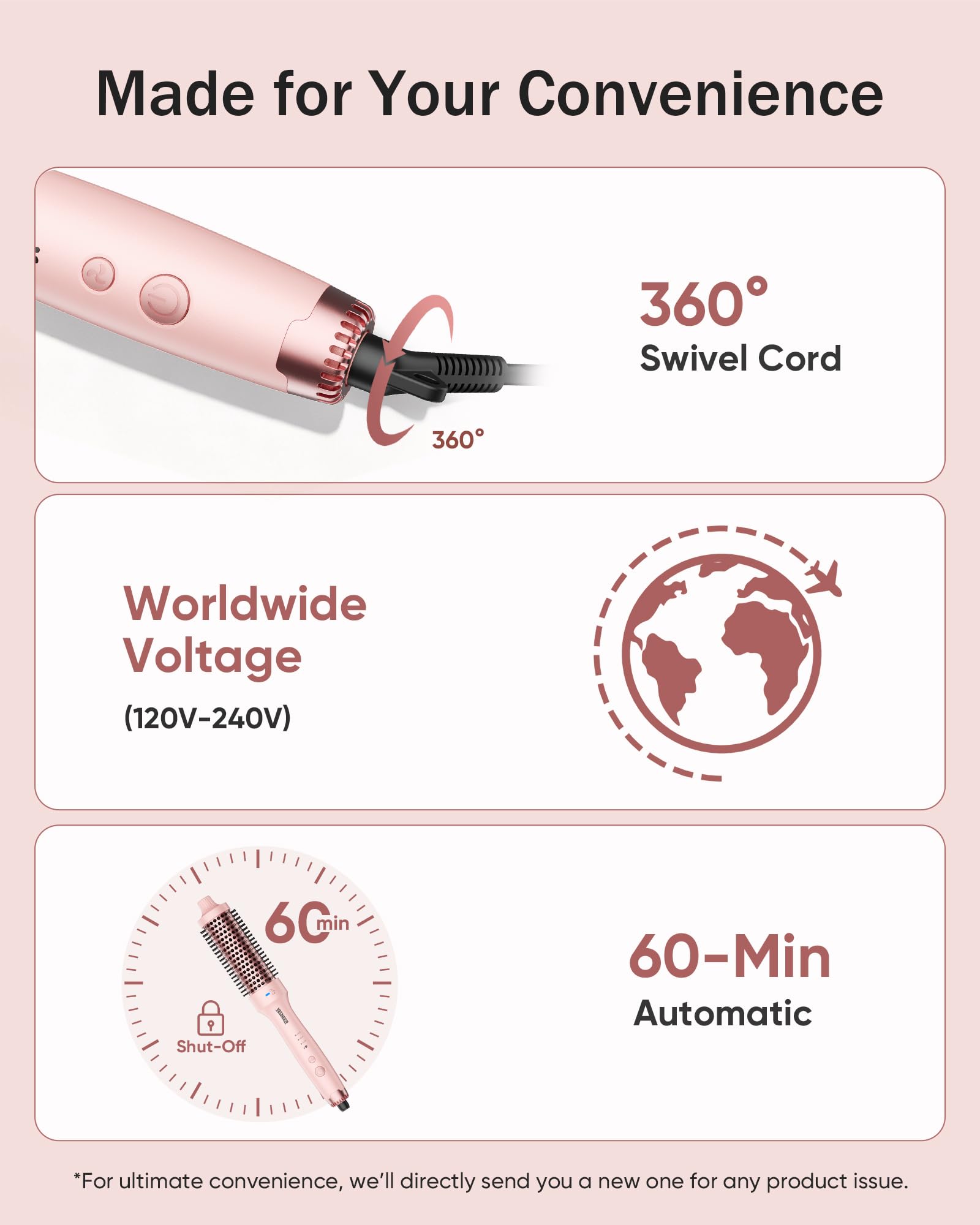 YeCheer Thermal Brush travel-ready design for styling on the go.