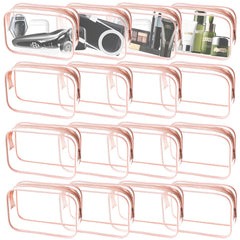 YedsIntu clear makeup bags 16pcs peach pink for quick visibility and packing
