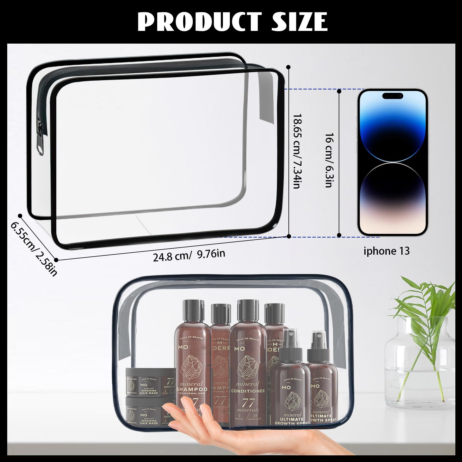 YedsIntu clear waterproof makeup bags protect contents during flights.