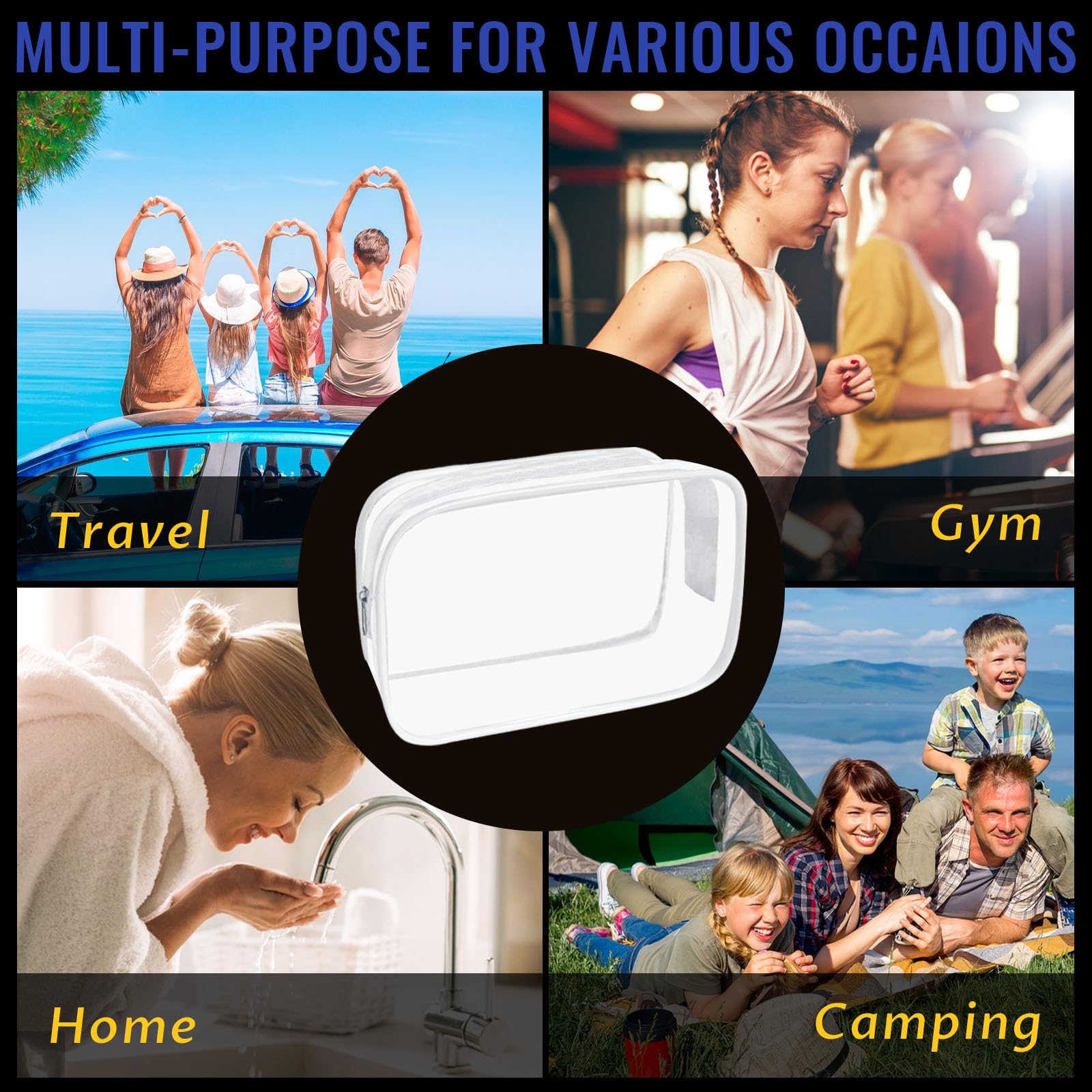 YedsIntu gift-ready clear cosmetic bag set for travel lovers.