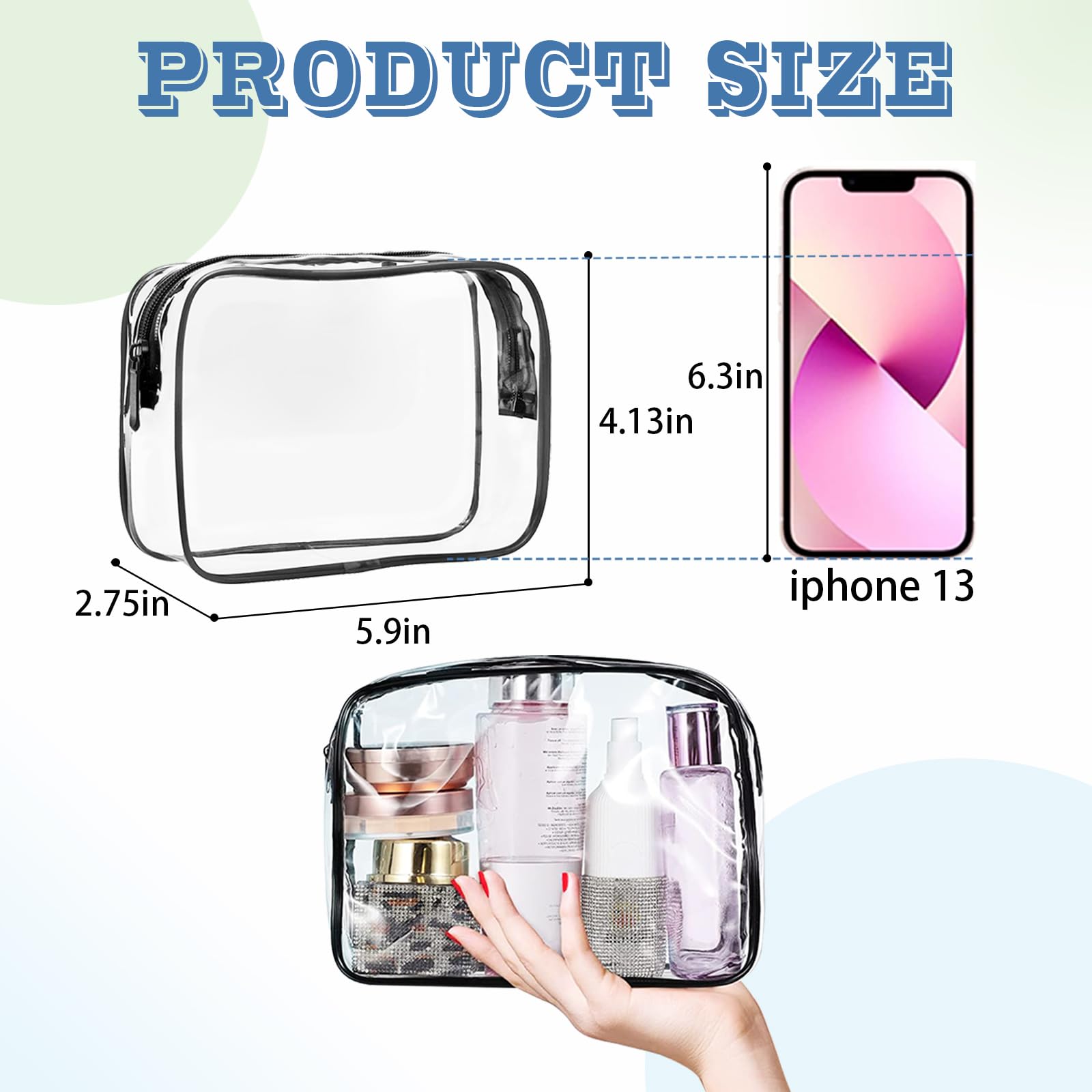 YedsIntu TSA-approved clear toiletry bag zipper closeup for fast airport security.