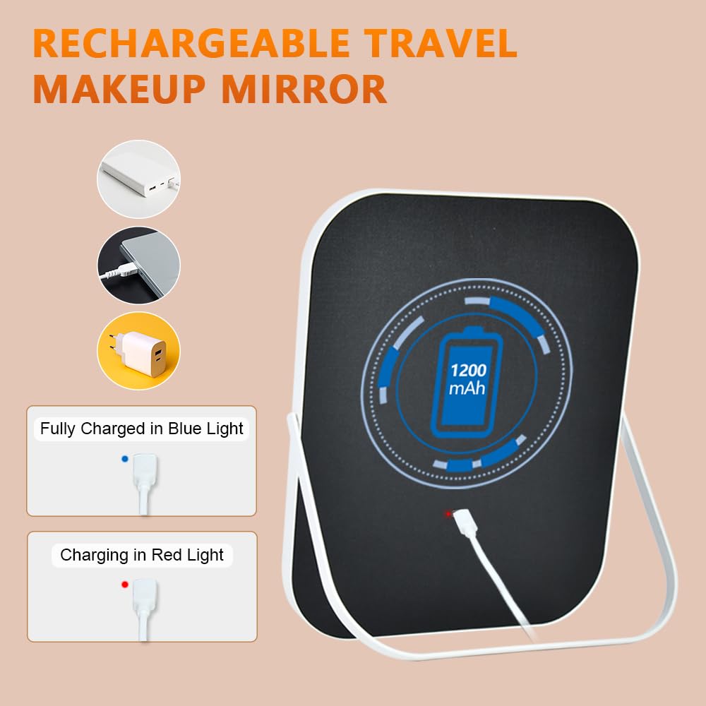 YEKKOPT cordless desk mirror charging via USB for uninterrupted use