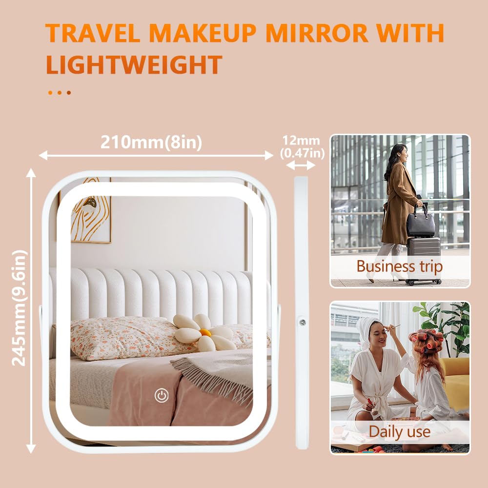 YEKKOPT LED vanity mirror with touch control for easy brightness adjustment