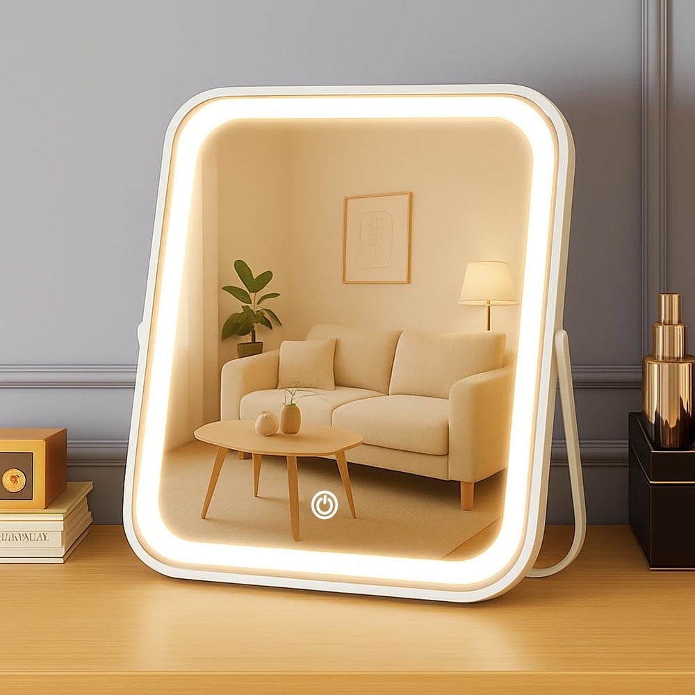 YEKKOPT rechargeable vanity mirror 8x10-inch cordless portable makeup setup