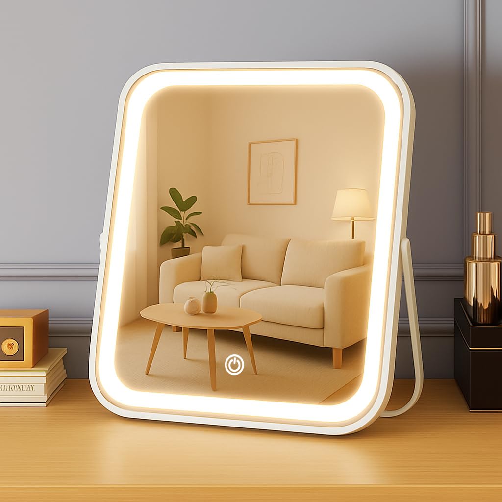 YEKKOPT rechargeable vanity mirror 8x10-inch cordless portable makeup setup