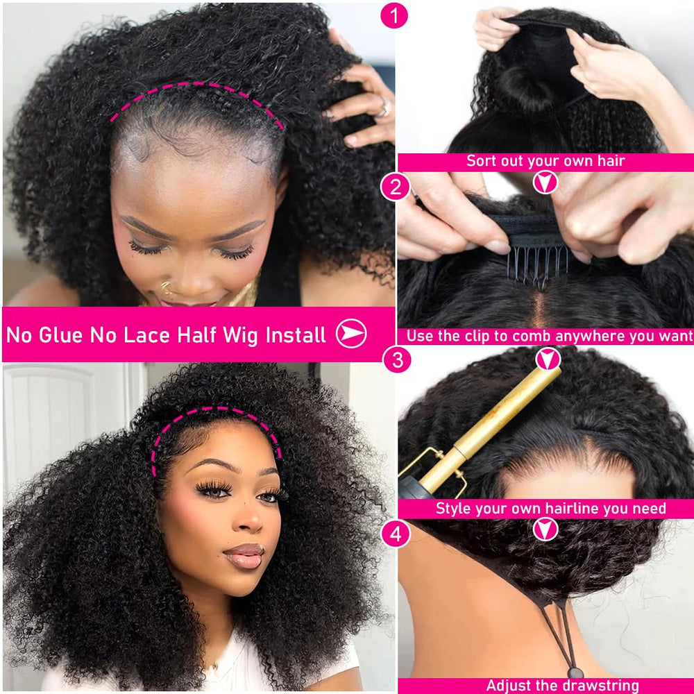 Yeelice Hair kinky curly half wig easy wear emphasizes simplicity and comfort