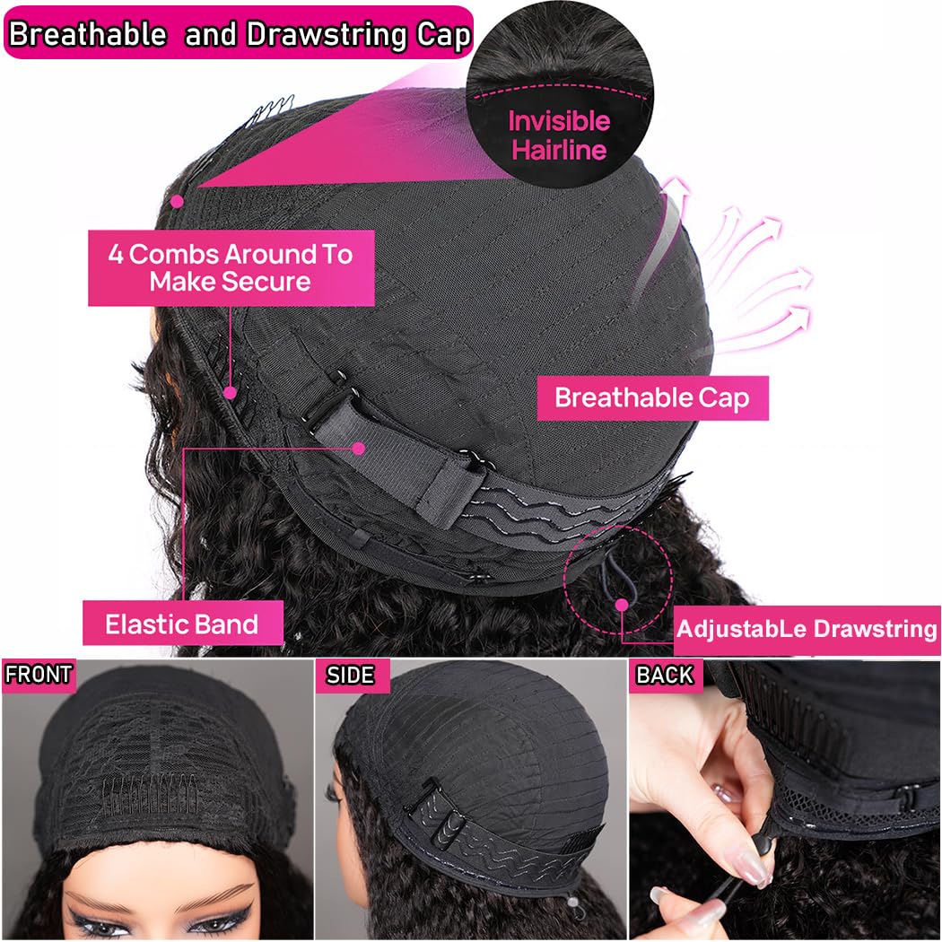 Yeelice Hair kinky curly half wig natural edge weave shows seamless blend with hairline