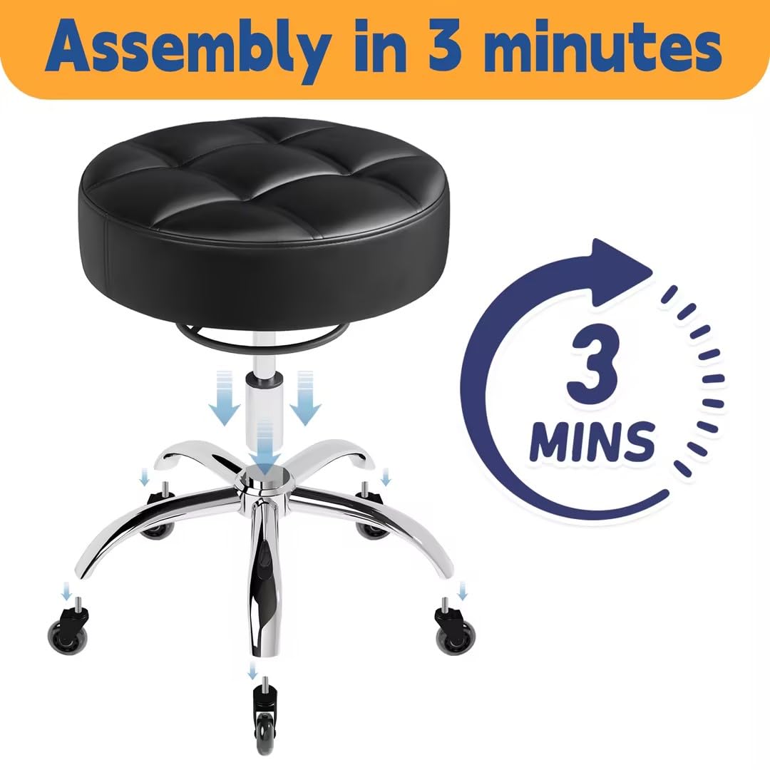 YEEZEE rolling stool assembles in minutes with simple steps.