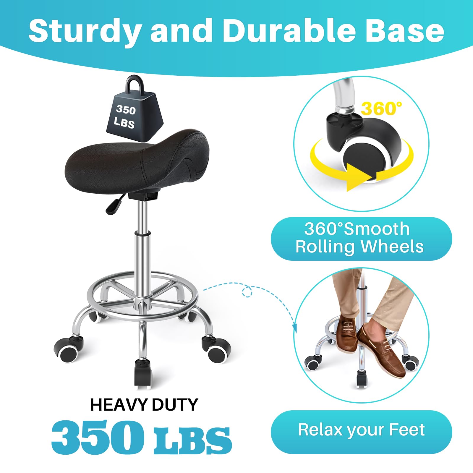 YEEZEE Saddle Stool assembly is quick with pre-attached screws for fast setup.