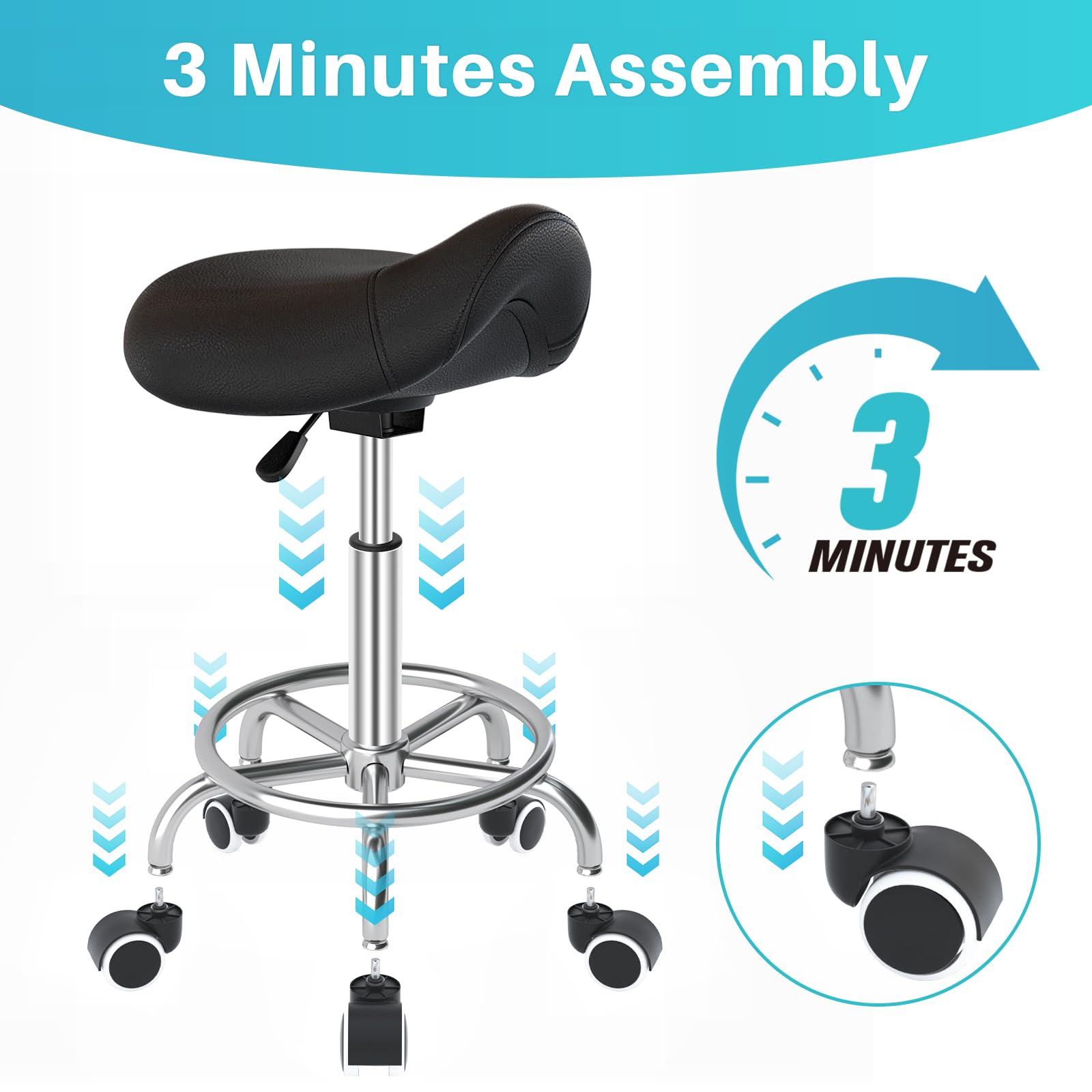 YEEZEE Saddle Stool PU leather surface is waterproof and easy to clean.