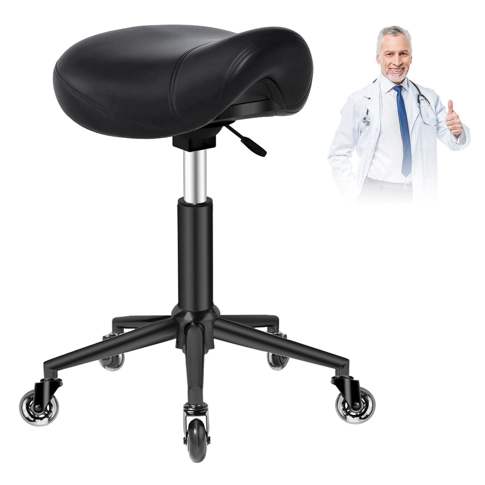 YEEZEE Saddle Stool in studio setup highlights ergonomic comfort during long sessions.