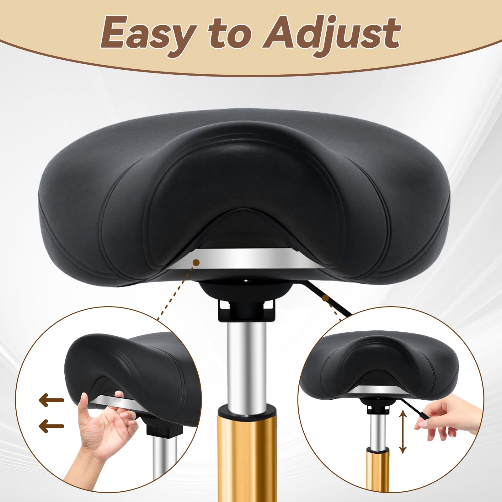 YEEZEE saddle stool gold-plated base adds premium look and stability