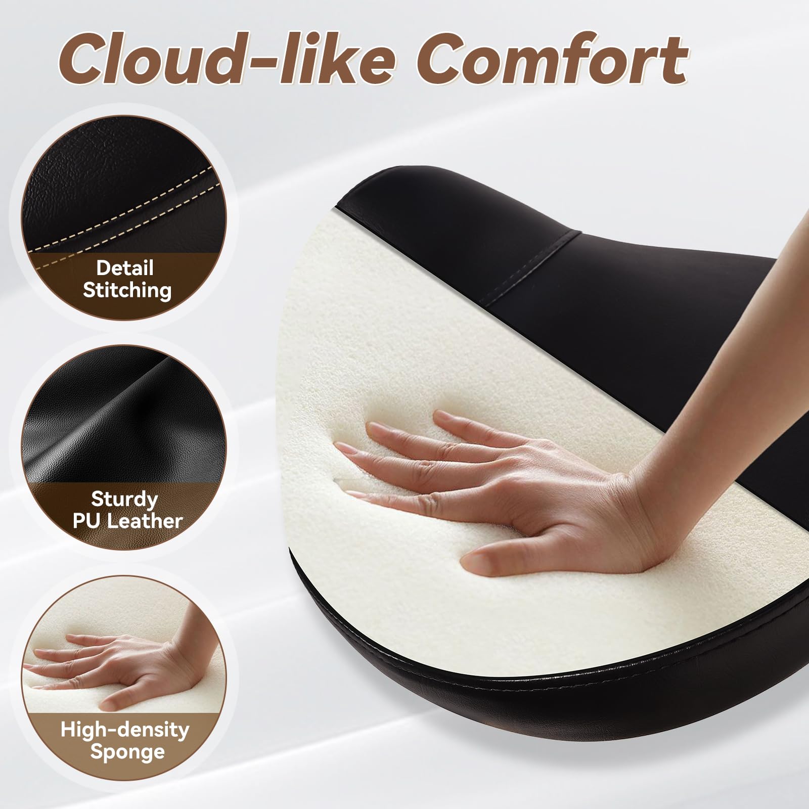 YEEZEE saddle stool height adjustment enables easy ergonomic positioning