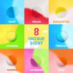 Yekery 30-piece set with eight scents for varied kid-friendly baths.