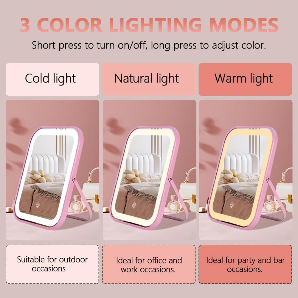 YEKKOPT 10x8 inch lighted makeup mirror for natural looking makeup guidance