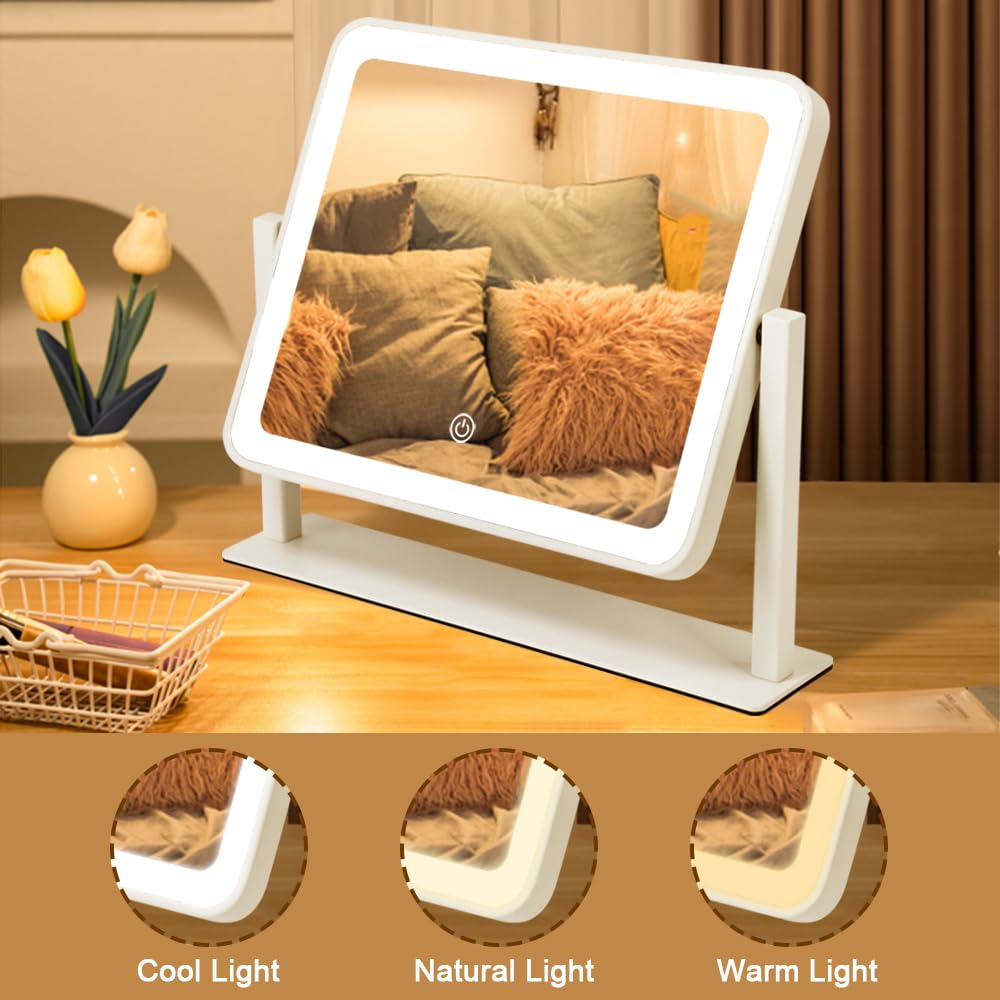 YEKKOPT aluminum-frame vanity mirror blends sturdy construction with elegant workspace style.