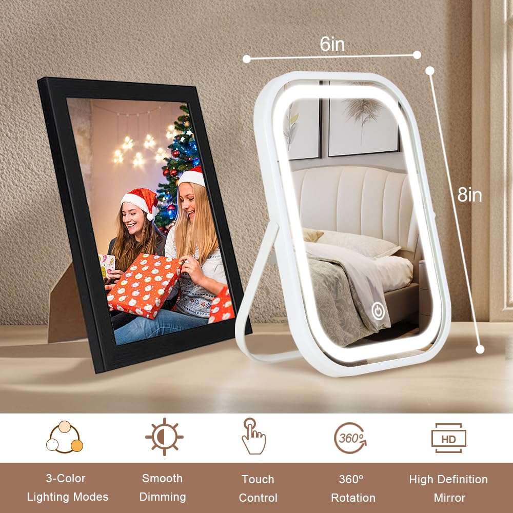 YEKKOPT LED vanity mirror brightness demonstrates adjustable lighting for day-to-night looks