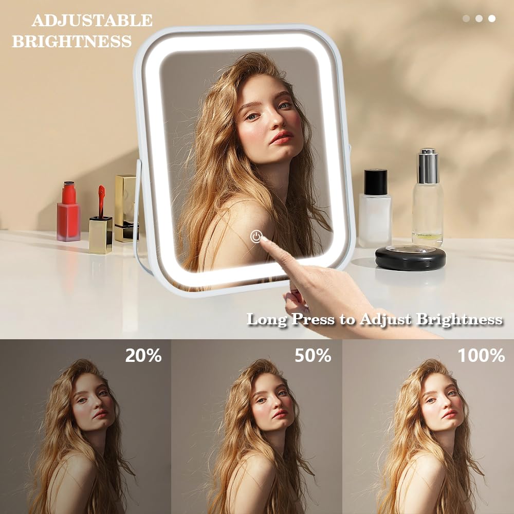 YEKKOPT lighted makeup mirror portable and compact for travel touch-ups.