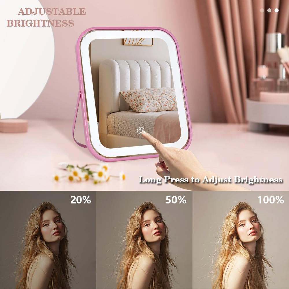 YEKKOPT USB-C rechargeable mirror ideal for travel or desk setup