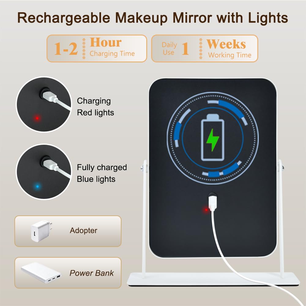YEKKOPT tabletop vanity mirror with sturdy stand stays steady during routines