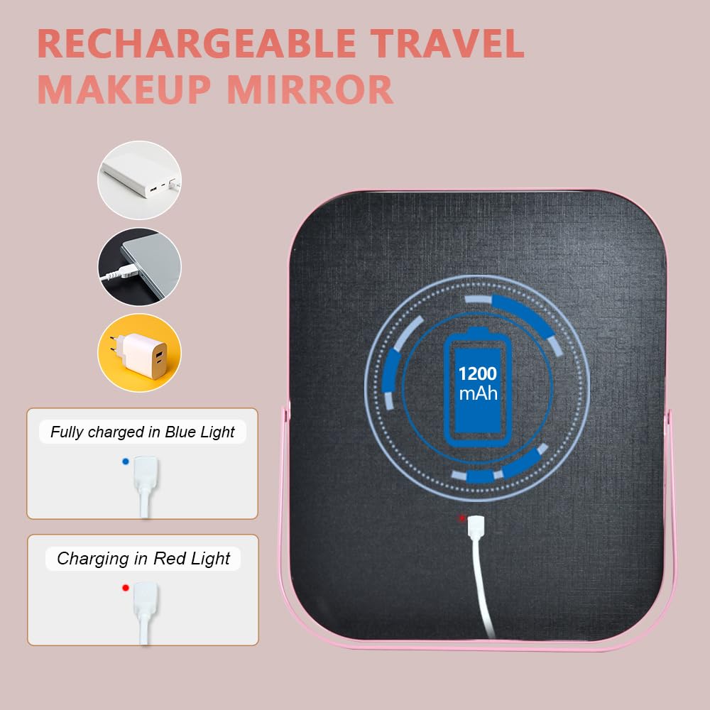 YEKKOPT travel-folding vanity mirror with bag for on the go touch ups