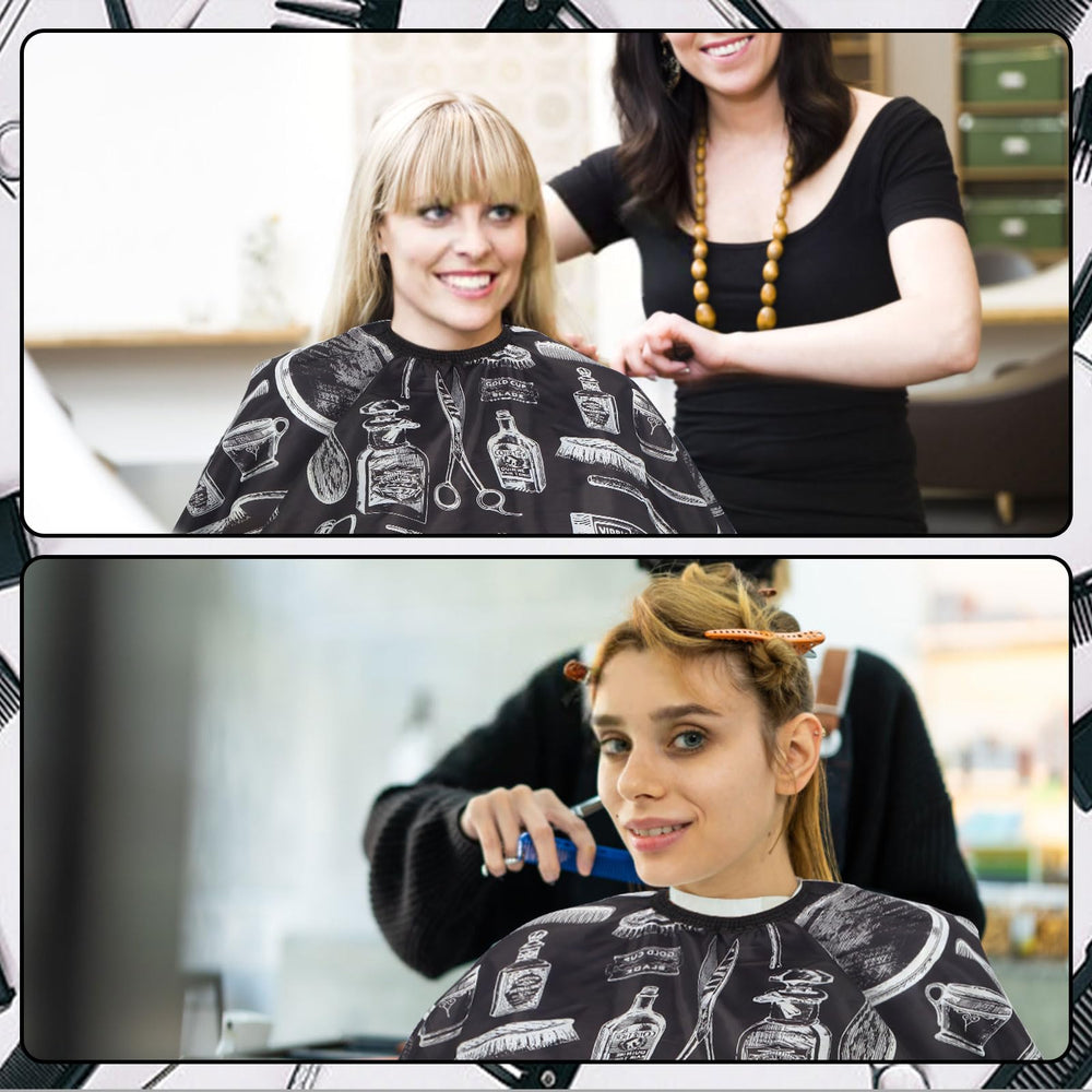 YELEGAI cape in use on adult male during haircut for easy cleanup benefit