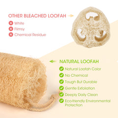 YEMTAL loofah texture close-up highlighting loose weave for gentle scrubbing