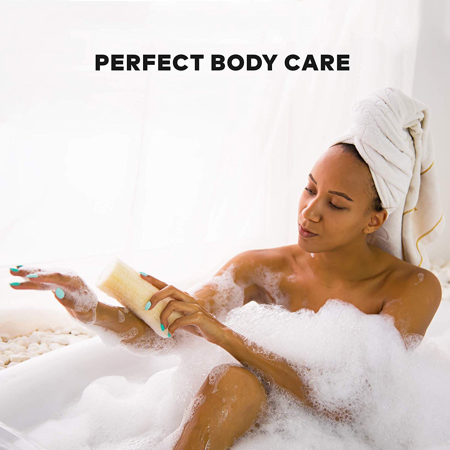YEMTAL loofah sponge in bath aiding smooth body exfoliation