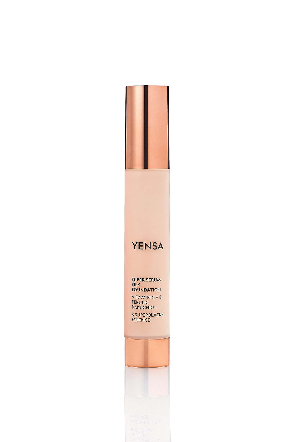 YENSA Serum Foundation Light Medium 1 bottle closeup — hydrating, radiant coverage for an even complexion.