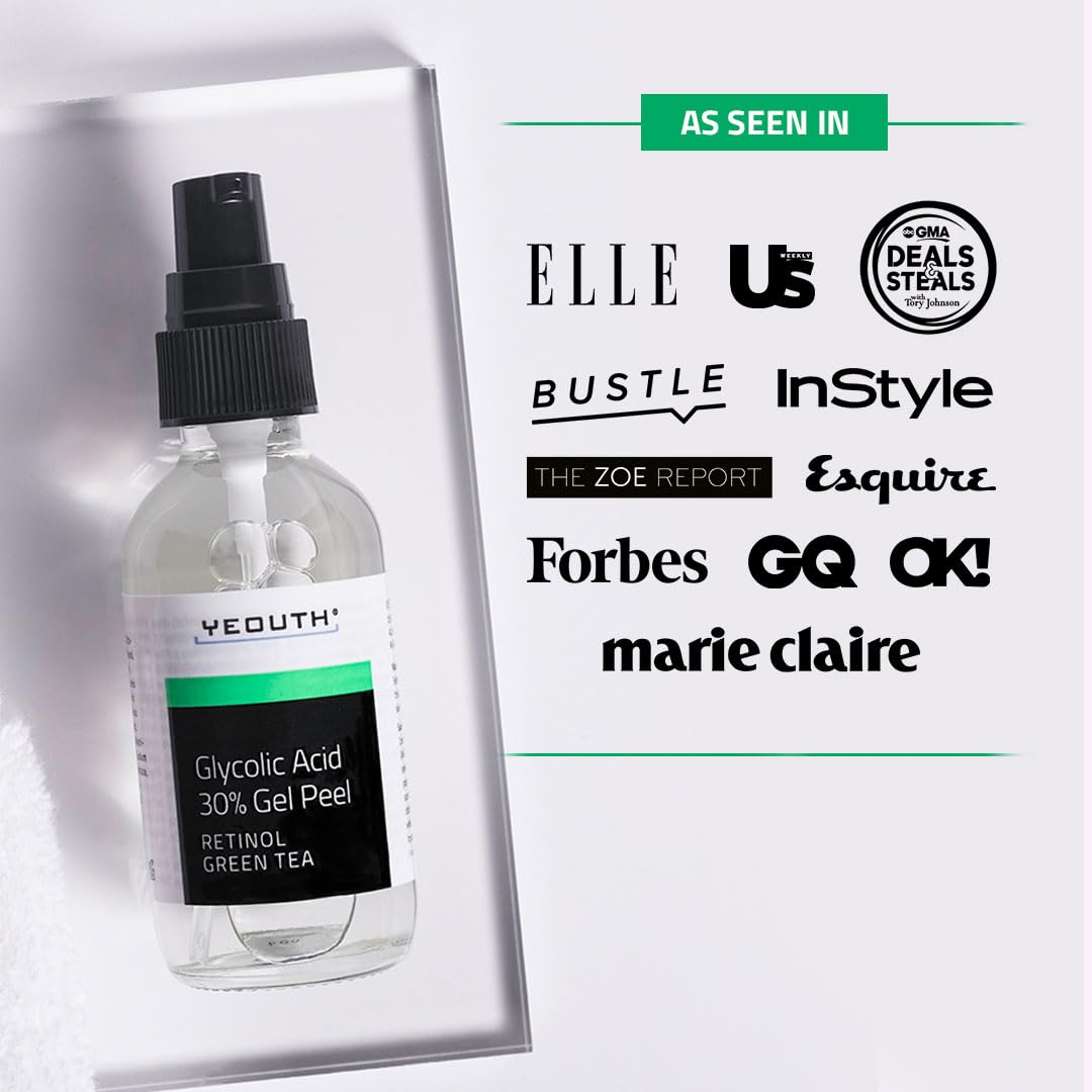 YEOUTH exfoliating gel texture with retinol and green tea for gentle refinement.