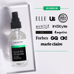 YEOUTH exfoliating gel texture with retinol and green tea for gentle refinement.