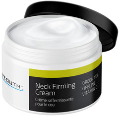 YEOUTH Neck Cream application demonstrates moisturizing neck care for smoother skin.