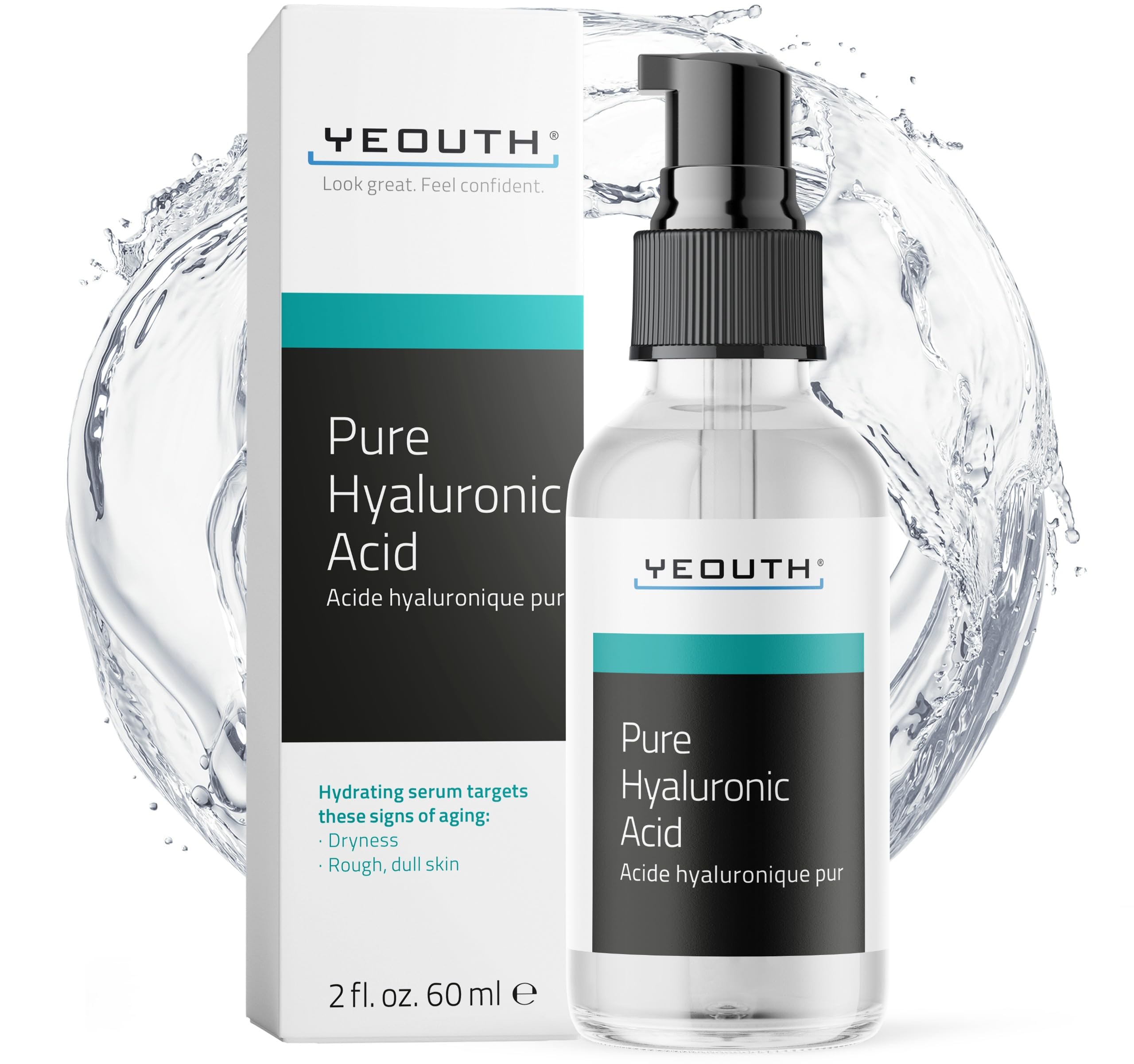 YEOUTH Pure Hyaluronic Acid Serum bottle for daily hydrating skincare.