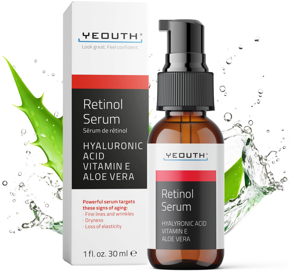 YEOUTH retinol serum bottle with hyaluronic acid for hydration benefits