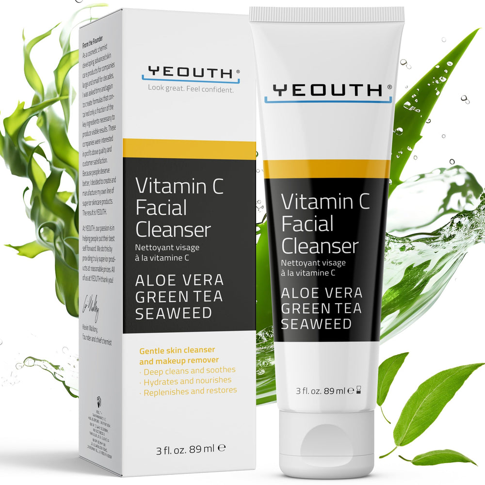 YEOUTH Vitamin C Cleanser bottle pour for a quick, refreshing daily cleanse.
