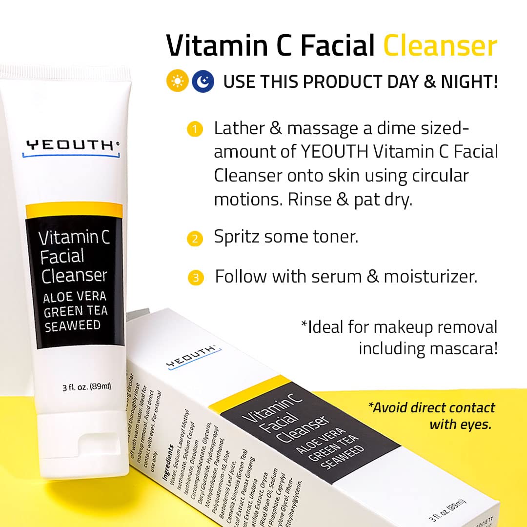 YEOUTH Vitamin C Cleanser travel-size bottle ideal for on-the-go cleansing.